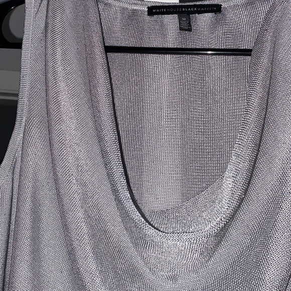 White House Black Market- Sleeveless Shimmer Silver Top - Picture 4 of 4